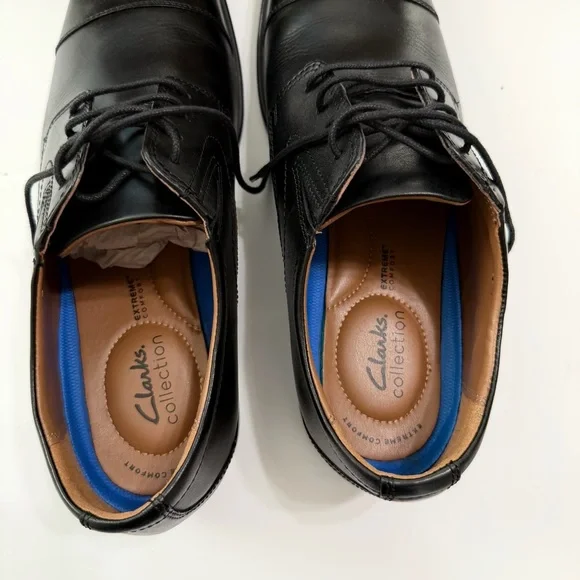 Clarks Black Leather Cap-Toe Derby Shoes - Picture 6 of 12